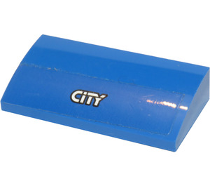 LEGO Blue Slope 2 x 4 Curved with 'CiTY' Sticker with Bottom Tubes (88930)