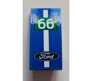 LEGO Blue Slope 2 x 4 Curved with Ford Logo, White Stripe and '66' Sticker (93606)