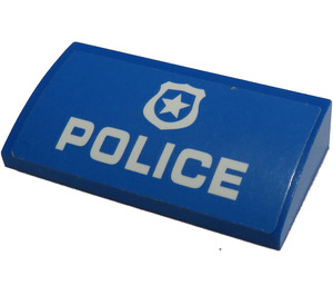 LEGO Blue Slope 2 x 4 Curved with Police Badge and "POLICE" Sticker with Bottom Tubes (88930)