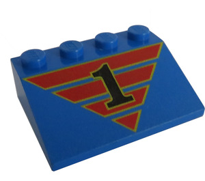 LEGO Blue Slope 3 x 4 (25°) with "1" (3297)