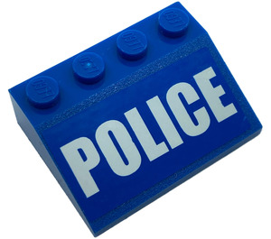 LEGO Blue Slope 3 x 4 (25°) with 'POLICE' Sticker (3297)