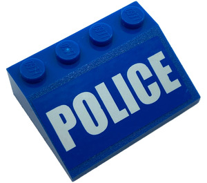 LEGO Bleu Pente 3 x 4 (25°) avec 'Police' Autocollant (3297)