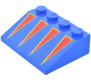 LEGO Bleu Pente 3 x 4 (25°) avec rouge/Jaune Triangles (3297)