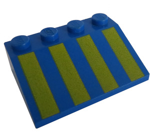 LEGO Blue Slope 3 x 4 (25°) with Yellow Stripes (3297)