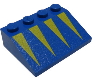 LEGO Bleu Pente 3 x 4 (25°) avec Jaune Triangles (3297)