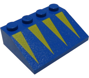 LEGO Blue Slope 3 x 4 (25°) with Yellow Triangles (3297 / 82351)