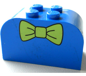 LEGO Blue Slope Brick 2 x 4 x 2 Curved with bow tie decoration (4744)