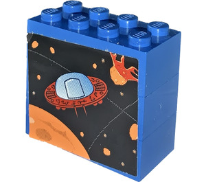 LEGO Blue Stickered Assembly with UFO and Planet