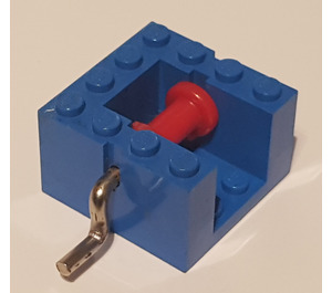 LEGO Blau String Reel Winch 4 x 4 x 2 mit rot Drum und Metal Griff