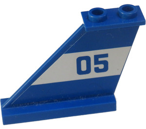LEGO Blue Tail 4 x 1 x 3 with '05' on White Background (left) Sticker (2340)