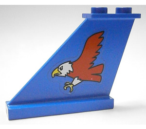 LEGO Blue Tail 4 x 1 x 3 with Red Eagle Pattern on Left Side Sticker (2340)