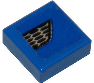 LEGO Blauw Tegel 1 x 1 met Rooster (Model Links Kant) Sticker met groef (3070)