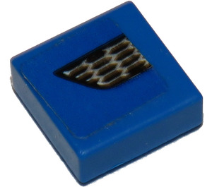 LEGO Blue Tile 1 x 1 with Grille (Model Right Side) Sticker with Groove (3070)