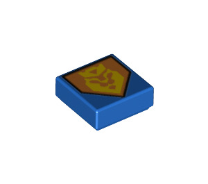 LEGO Blue Tile 1 x 1 with Yellow King Symbol with Groove (3070 / 24433)