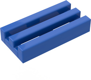 LEGO Blue Tile 1 x 2 Grille (without Bottom Groove)
