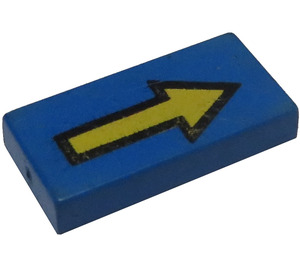 LEGO Blue Tile 1 x 2 with Arrow Long with Black Border with Groove (3069 / 80533)