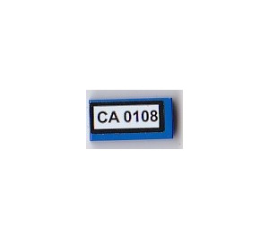 LEGO Bleu Tuile 1 x 2 avec 'CA 0108' Autocollant avec rainure (3069)