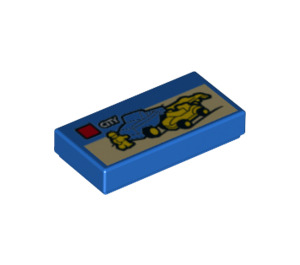 LEGO Blau Fliese 1 x 2 mit City und Off-Road Trucks mit Nut (3069 / 21906)