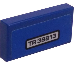 LEGO Blue Tile 1 x 2 with TR 38813 License Plate Sticker with Groove (3069)