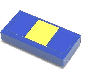LEGO Bleu Tuile 1 x 2 avec Jaune Stripe sur Bleu Autocollant avec rainure (3069)