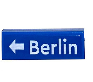 LEGO Blue Tile 1 x 3 with "Berlin" and Arrow Sticker (63864)