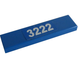 LEGO Blue Tile 1 x 4 with '3222' Sticker (2431 / 91143)