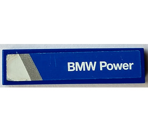 LEGO Blue Tile 1 x 4 with BMW Power (Right) Sticker (2431)