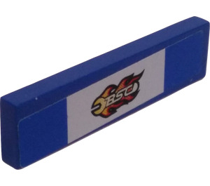 LEGO Blue Tile 1 x 4 with BSC and Flames Sticker (2431)