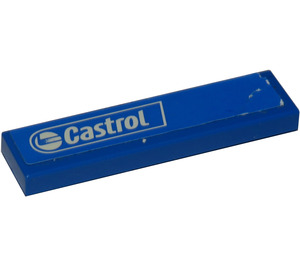 LEGO Blue Tile 1 x 4 with 'Castrol' Sticker (2431)