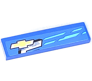 LEGO Blue Tile 1 x 4 with Chevrolet Emblem and Blue Stripes Left and ‚5‘ (lower Part) Sticker (2431)