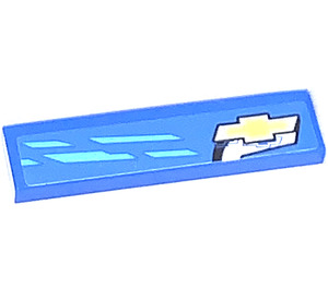 LEGO Blue Tile 1 x 4 with Chevrolet Emblem and Blue Stripes Right and ‚5‘ (lower Part) Sticker (2431)