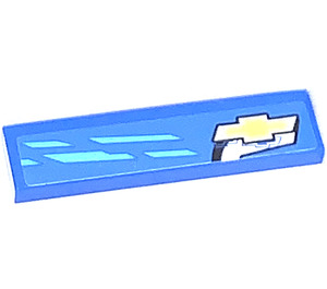 LEGO Blauw Tegel 1 x 4 met Chevrolet Emblem en Blauw Strepen Rechts en ‚5‘ (Lager Part) Sticker (2431)