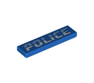 LEGO Blue Tile 1 x 4 with Light Blue/White 'POLICE' (2431 / 73643)