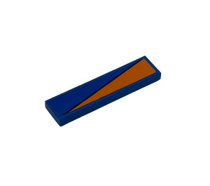 LEGO Bleu Tuile 1 x 4 avec Orange Triangle (Model Droite) Autocollant (2431)