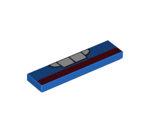 LEGO Blau Fliese 1 x 4 mit Zähne und Dunkelrot Streifen  (9479) (2431 / 72159)