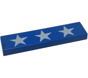 LEGO Blue Tile 1 x 4 with Three White Stars (2431 / 81608)