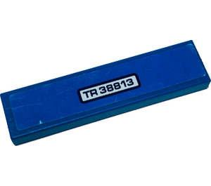 LEGO Blue Tile 1 x 4 with 'TR 38813' Sticker (2431)
