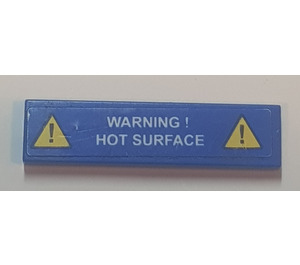 LEGO Blue Tile 1 x 4 with warning Hot Surface Sticker (2431)