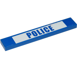 LEGO Blue Tile 1 x 6 with Blue 'POLICE' on White Background Sticker (6636)