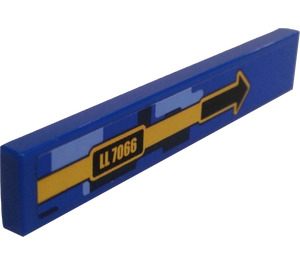 LEGO Blue Tile 1 x 6 with LL 7066 and Arrow (Right) Sticker (6636)
