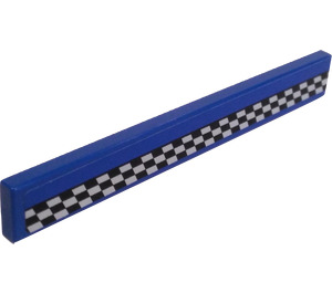 LEGO Bleu Tuile 1 x 8 avec Checkered Stripe Autocollant (4162)