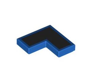 LEGO Blue Tile 2 x 2 Corner with Black Section (14719 / 103642)