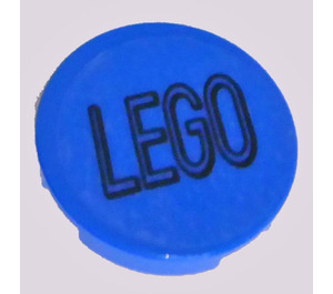 LEGO Bleu Tuile 2 x 2 Rond avec Noir 'LEGO' Autocollant avec porte-goujon inférieur (14769)