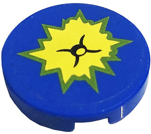 LEGO Blue Tile 2 x 2 Round with Cushion Sticker with Bottom Stud Holder (14769)