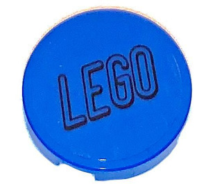 LEGO Blue Tile 2 x 2 Round with LEGO Black Outlined on Transparent Sticker with Bottom Stud Holder (14769)