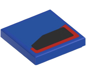 LEGO Blau Fliese 2 x 2 mit Schwarz und rot Shapes Aufkleber mit Nut (3068)