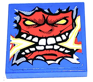 LEGO Blau Fliese 2 x 2 mit Gesicht Chewing Lightning Aufkleber mit Nut (3068)