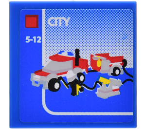 LEGO Bleu Tuile 2 x 2 avec Feu Moteur Autocollant avec rainure (3068)
