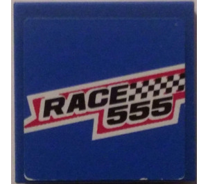 LEGO Blue Tile 2 x 2 with Race 555 Sticker with Groove (3068)