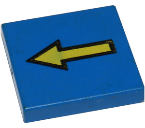 LEGO Blue Tile 2 x 2 with Yellow Arrow with Groove (3068)